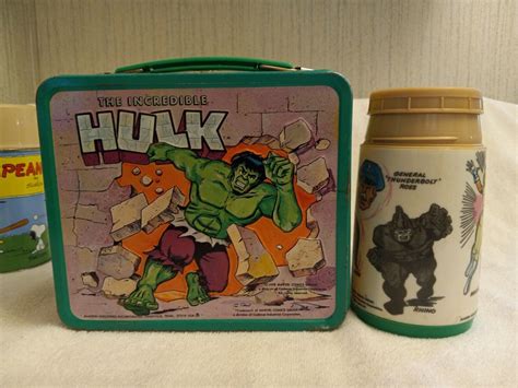 Vintage 1978 Incredible Hulk Metal Lunchbox & Thermos Vintage